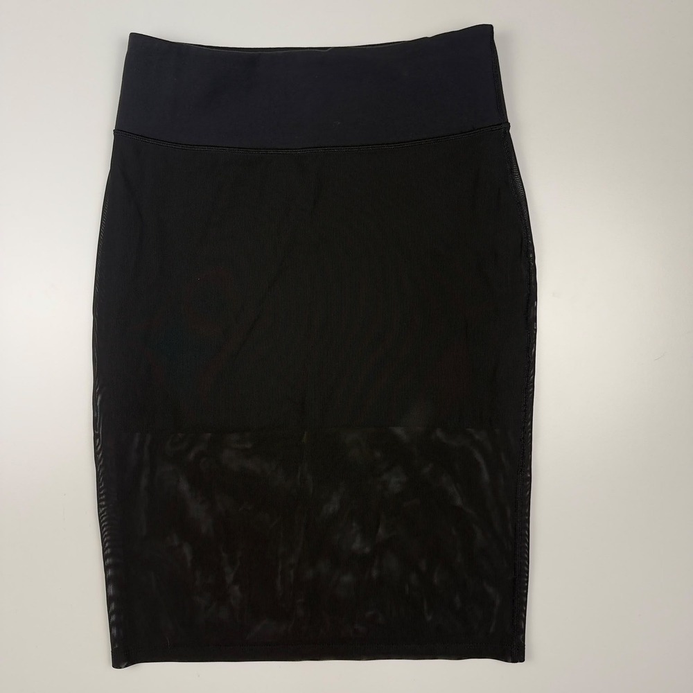 Lululemon Mesh Panel Pencil Skirt Womens Black Sheer Hem Athletic Skirt